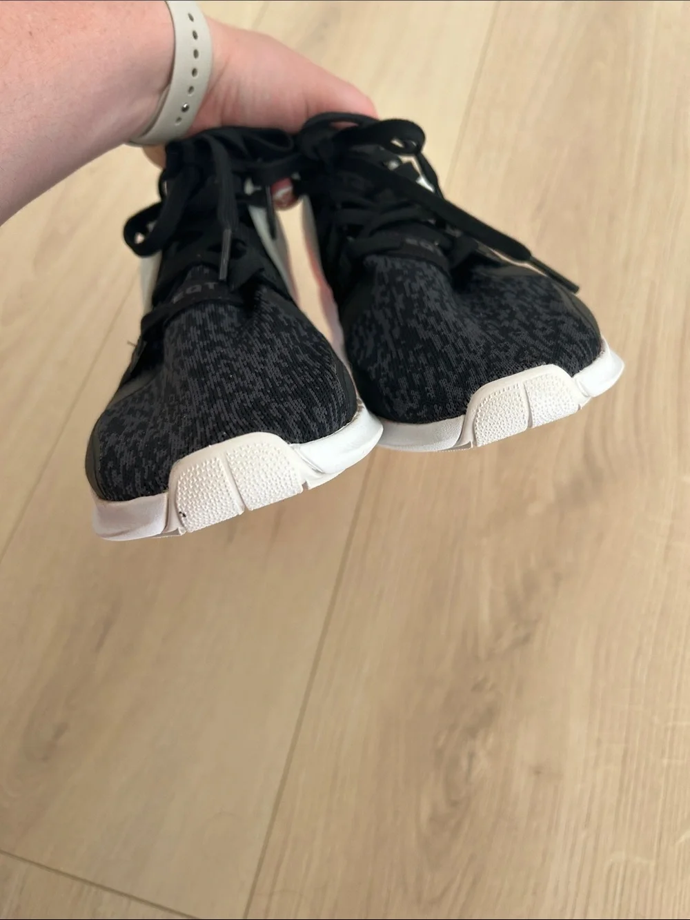 adidas Black Knit Sneakers with Neon Pink Accents size 11 new